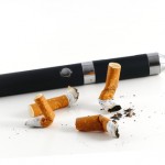 cigarette butts and electric cigarette isolated on white backgro